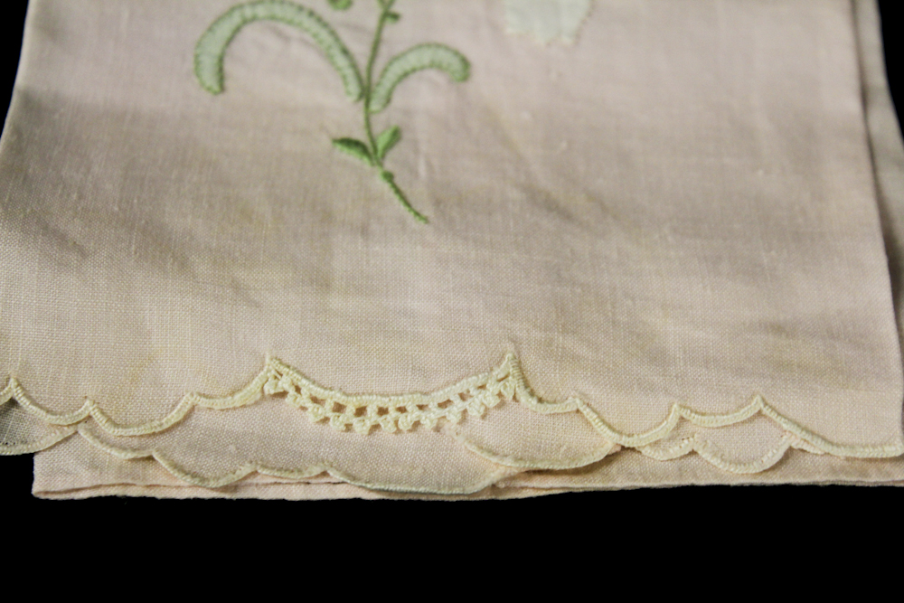 Vintage Lace Tablecloth and Embroidered Tea Towel Set