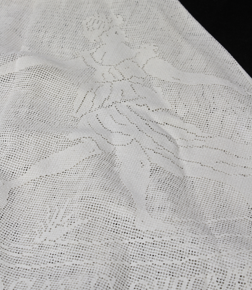 Vintage Lace Tablecloth and Embroidered Tea Towel Set