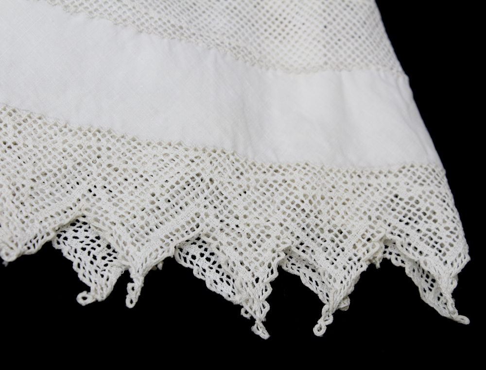 Vintage Lace Tablecloth and Embroidered Tea Towel Set