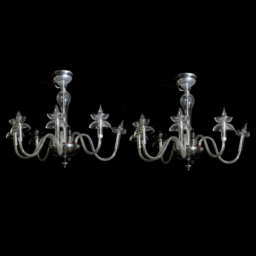 Pair of Vintage Glass Chandeliers