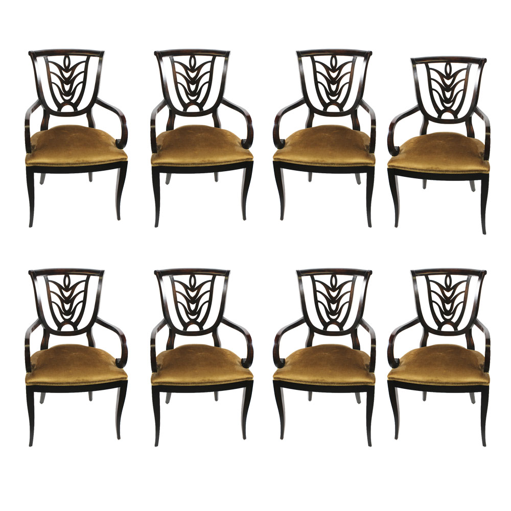 F.M. Meroni Vintage Velvet Upholstered Dining Chair Set