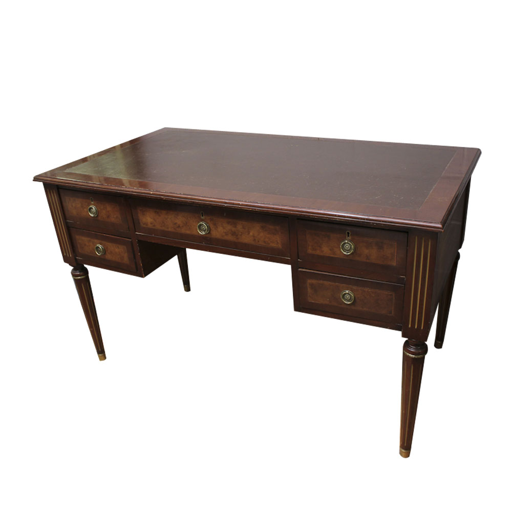 Wood and Brass Vintage Writing Desk