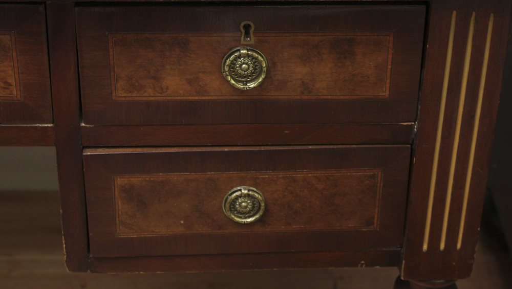 Wood and Brass Vintage Writing Desk