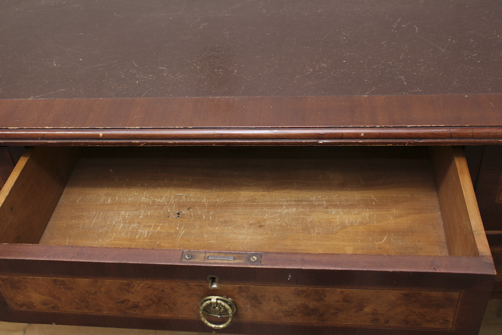 Wood and Brass Vintage Writing Desk