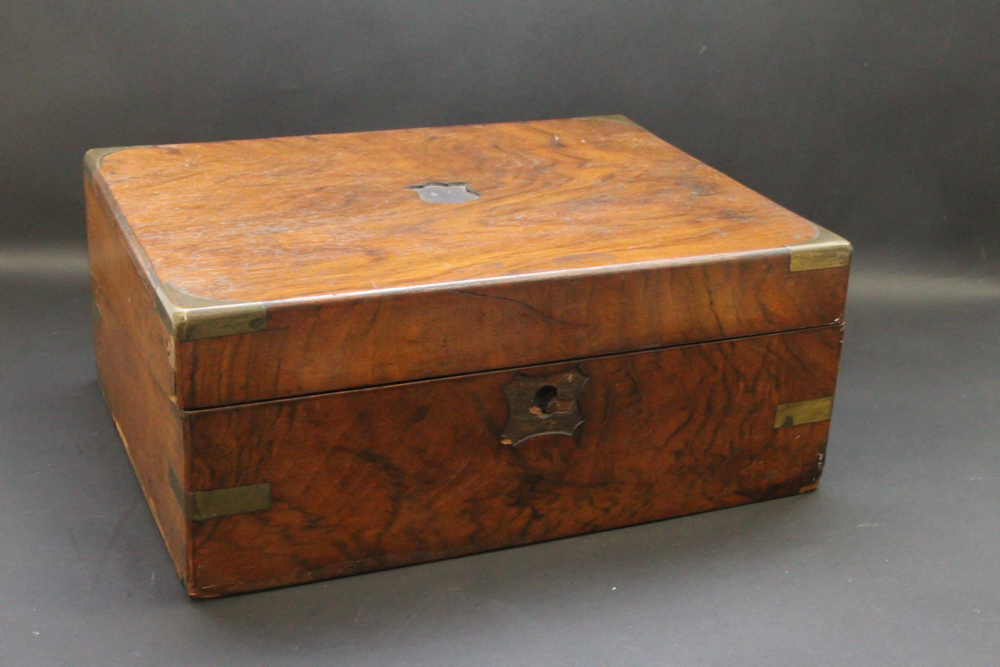 Antique Burl Lap desk and Teak Travelcase