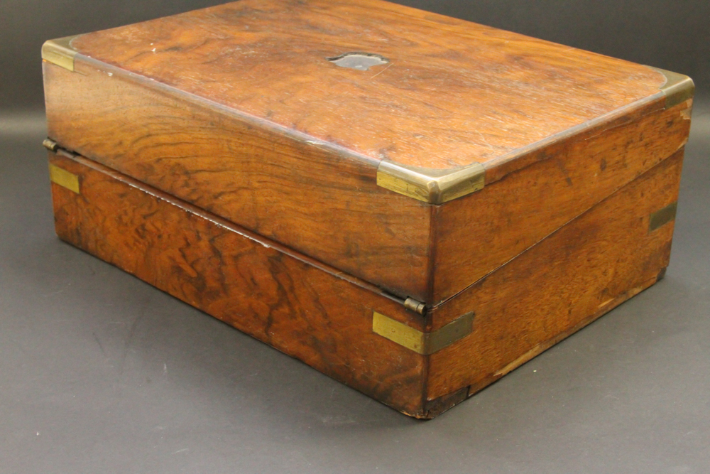 Antique Burl Lap desk and Teak Travelcase