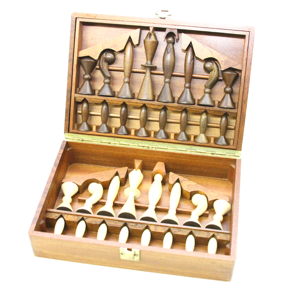 Mid-20th Century Wood Chess Piece Set