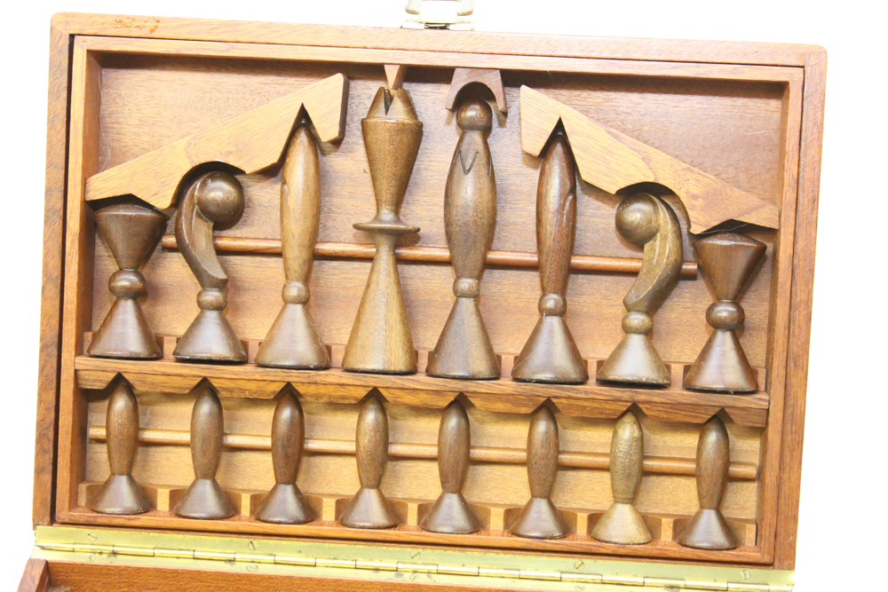 Mid-20th Century Wood Chess Piece Set
