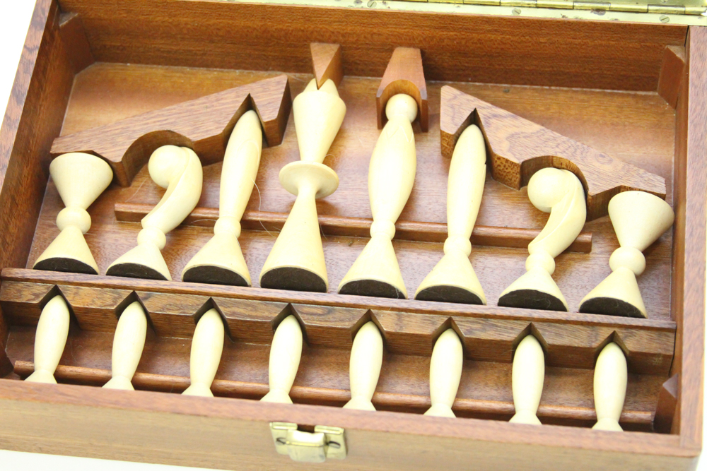 Mid-20th Century Wood Chess Piece Set