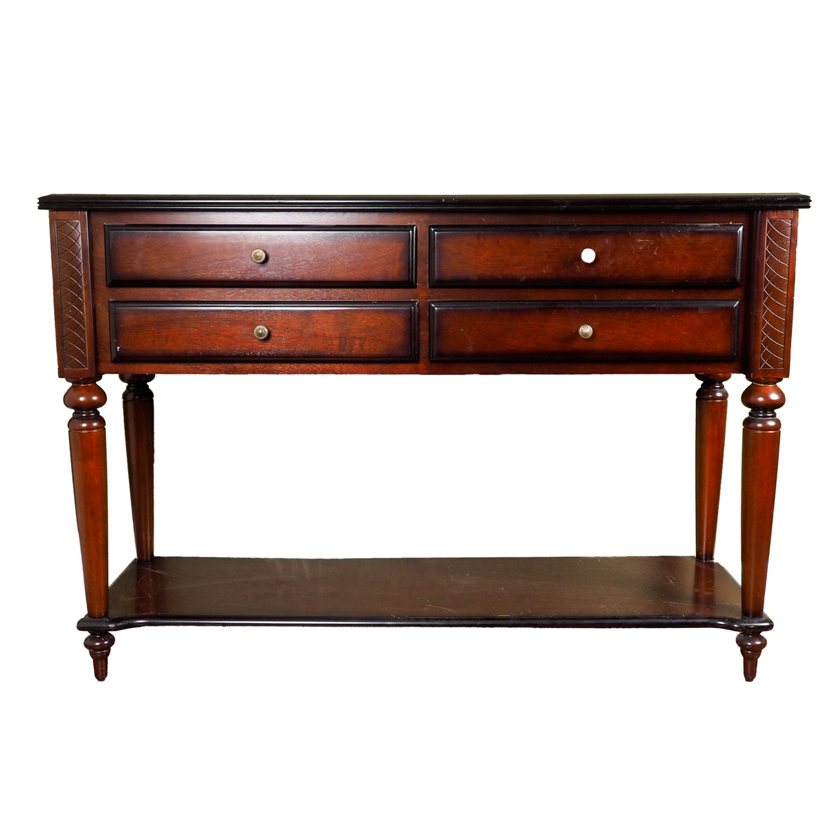 Dark Wood Credenza with Drawers and Shelf