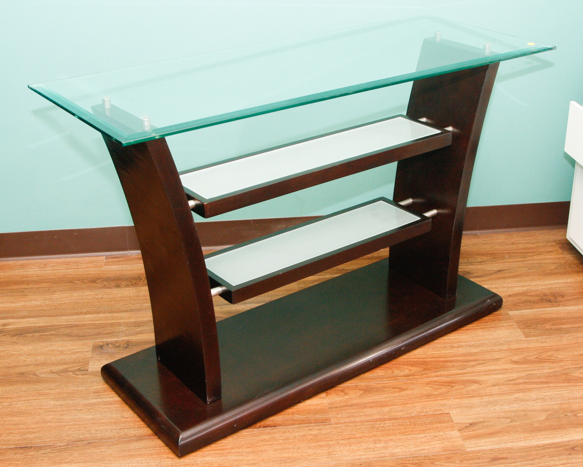 Three-Tiered Retail Display Table with Glass Top