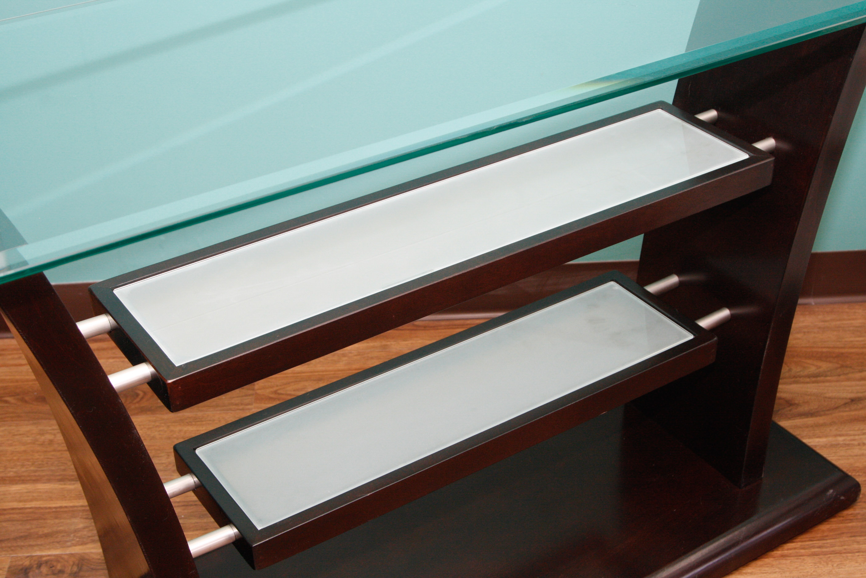 Three-Tiered Retail Display Table with Glass Top