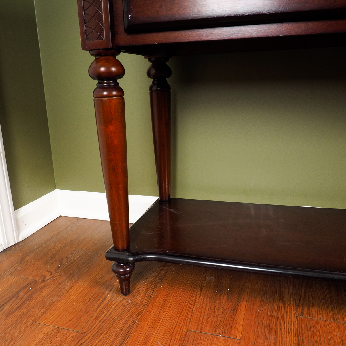 Dark Wood Credenza with Drawers and Shelf
