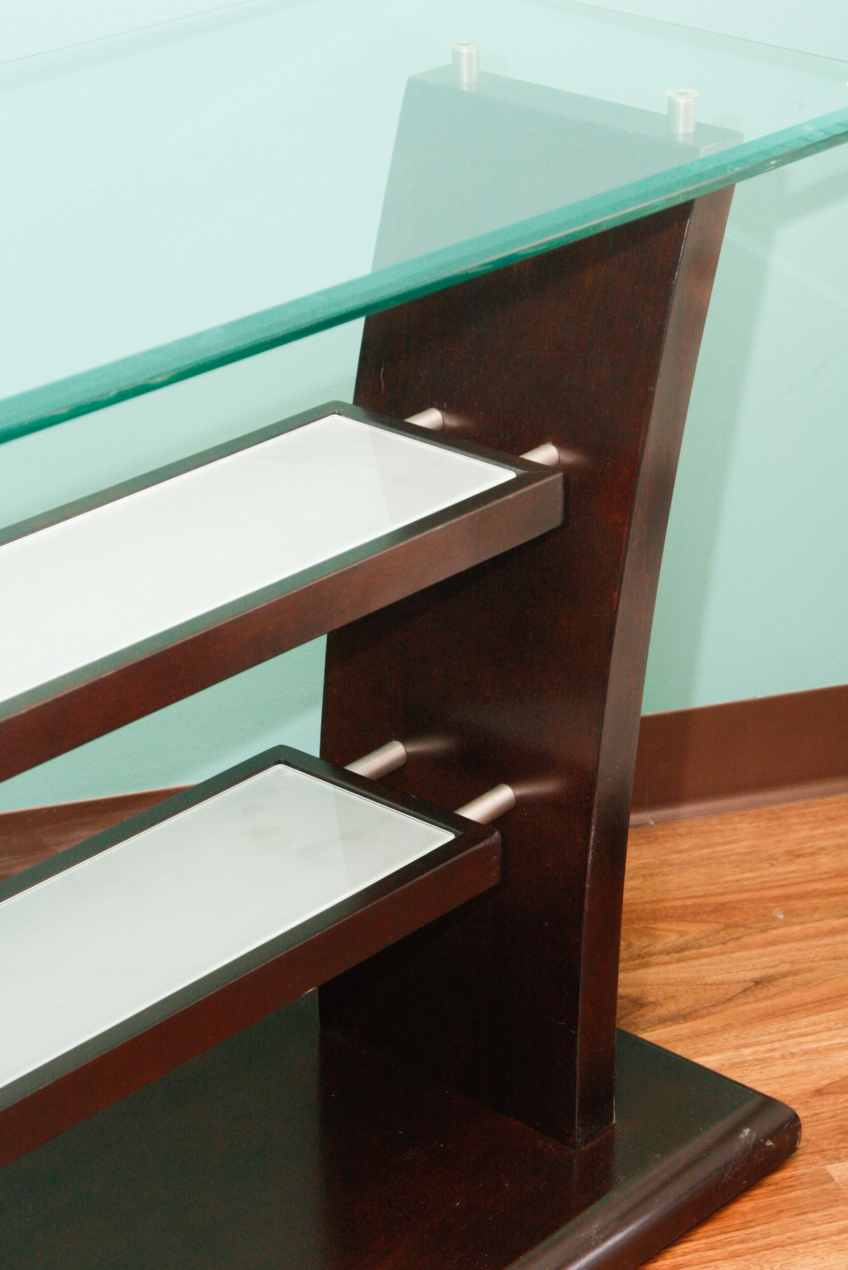 Three-Tiered Retail Display Table with Glass Top