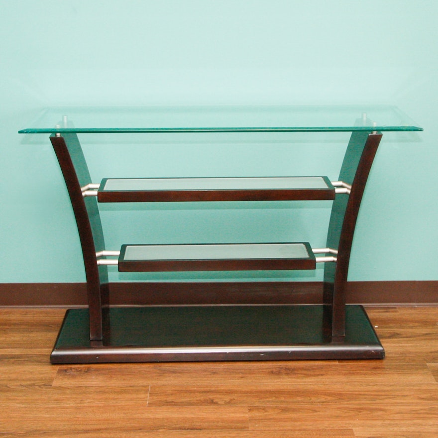Three-Tiered Retail Display Table with Glass Top