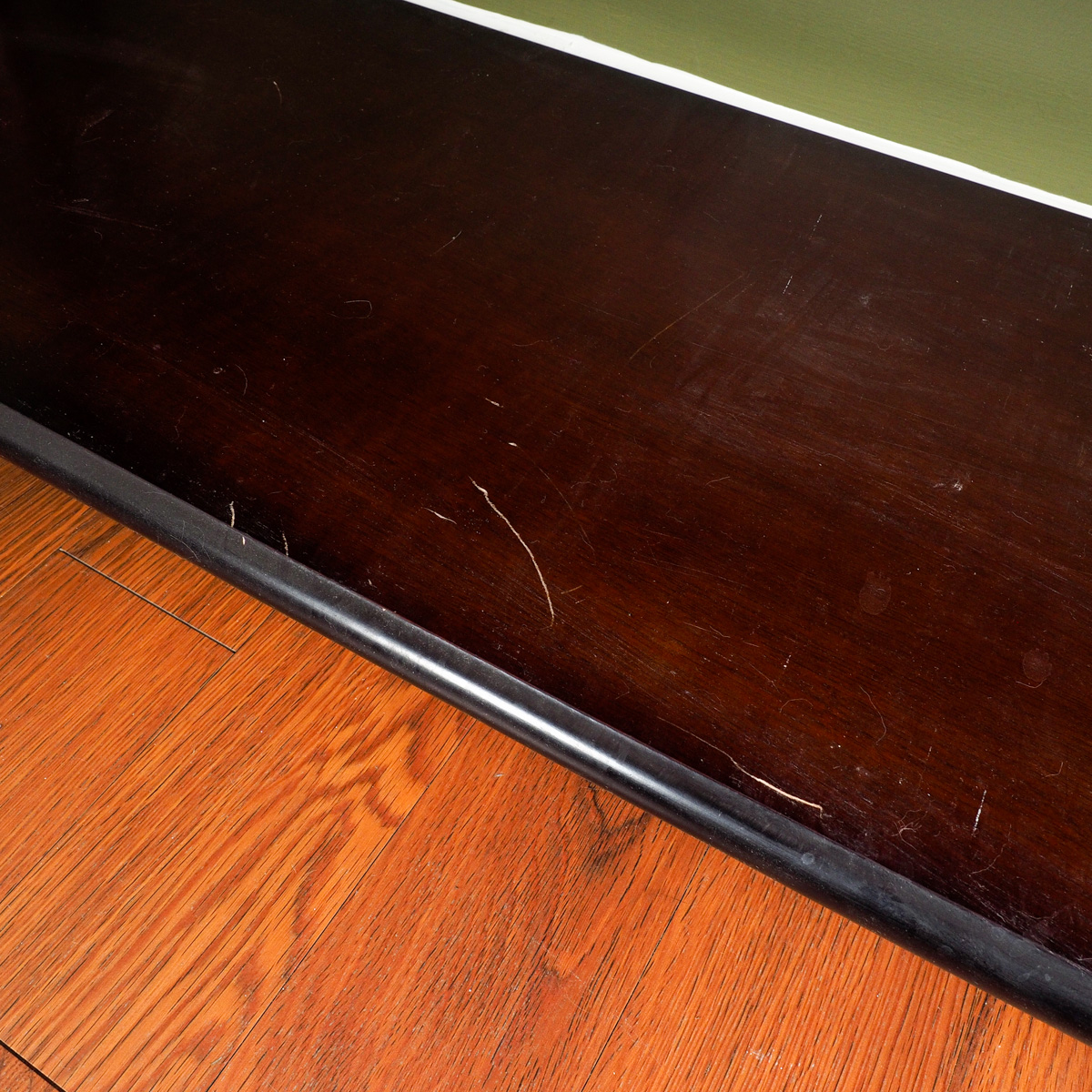 Dark Wood Credenza with Drawers and Shelf