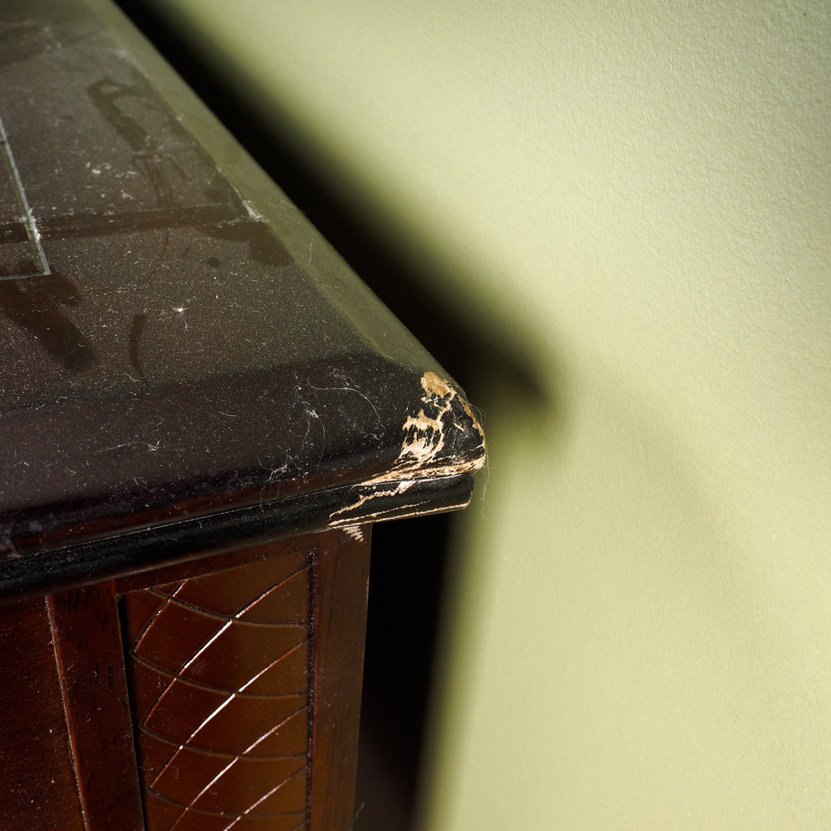 Dark Wood Credenza with Drawers and Shelf