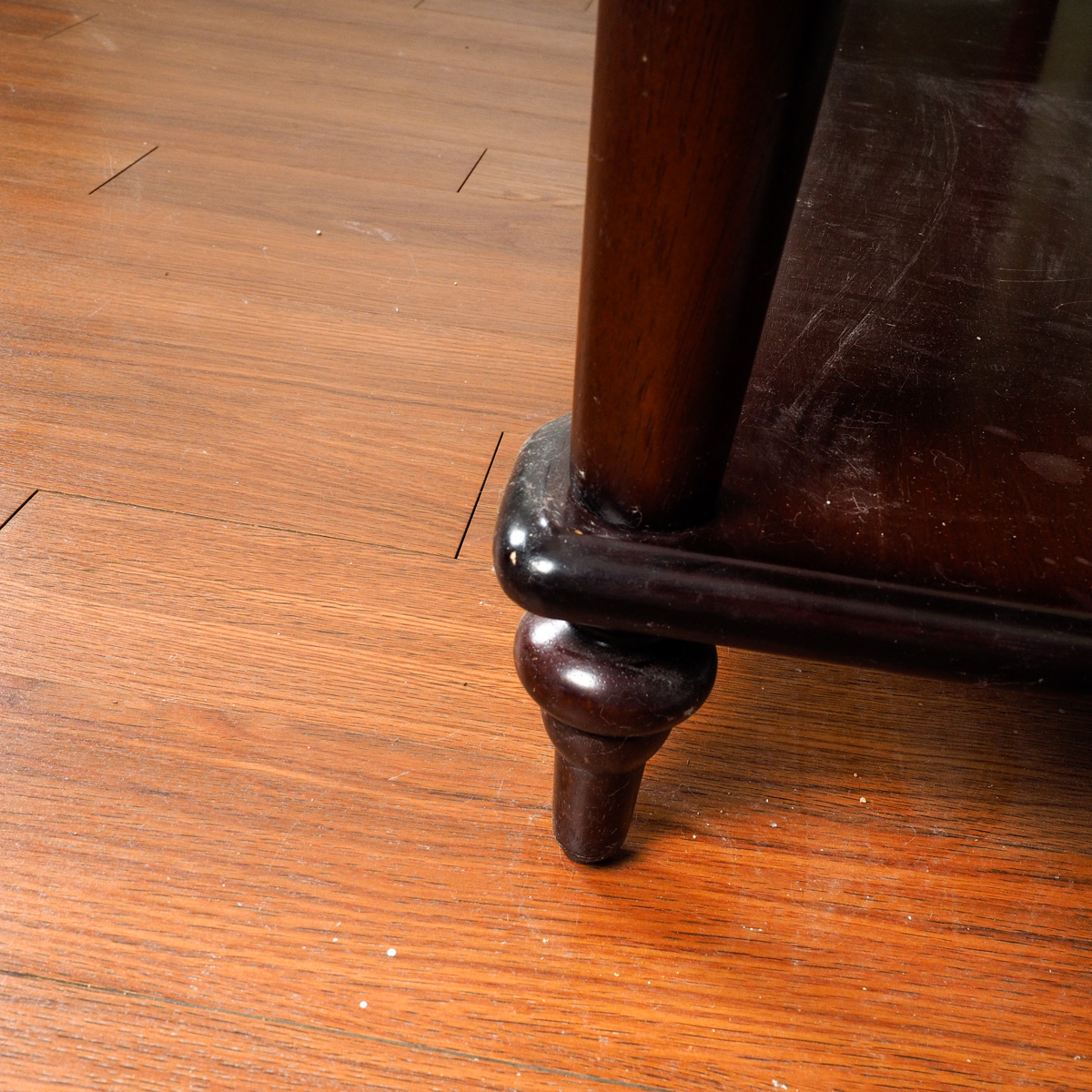 Dark Wood Credenza with Drawers and Shelf