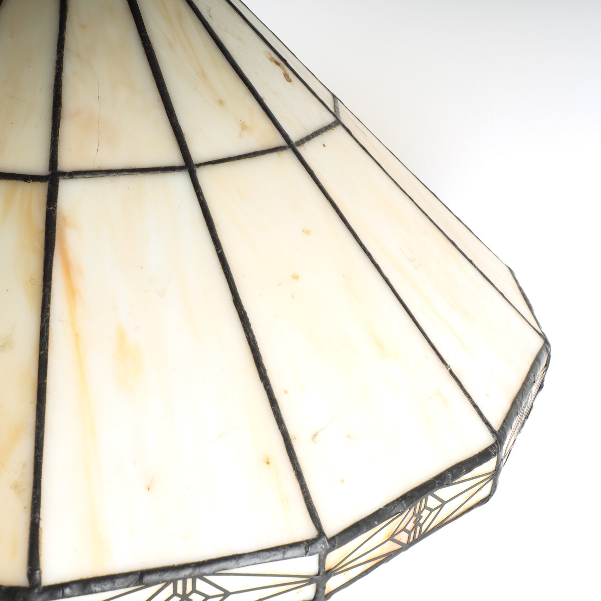 Tiffany Style Table Lamp with White Shade and Metal Base