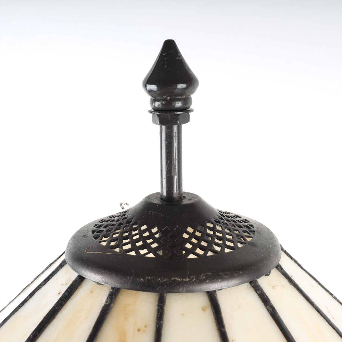 Tiffany Style Table Lamp with White Shade and Metal Base