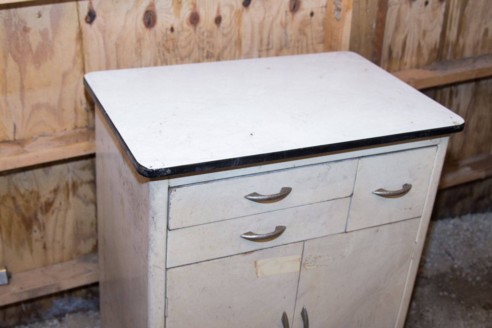 Vintage Porcelain Top Metal Cabinet