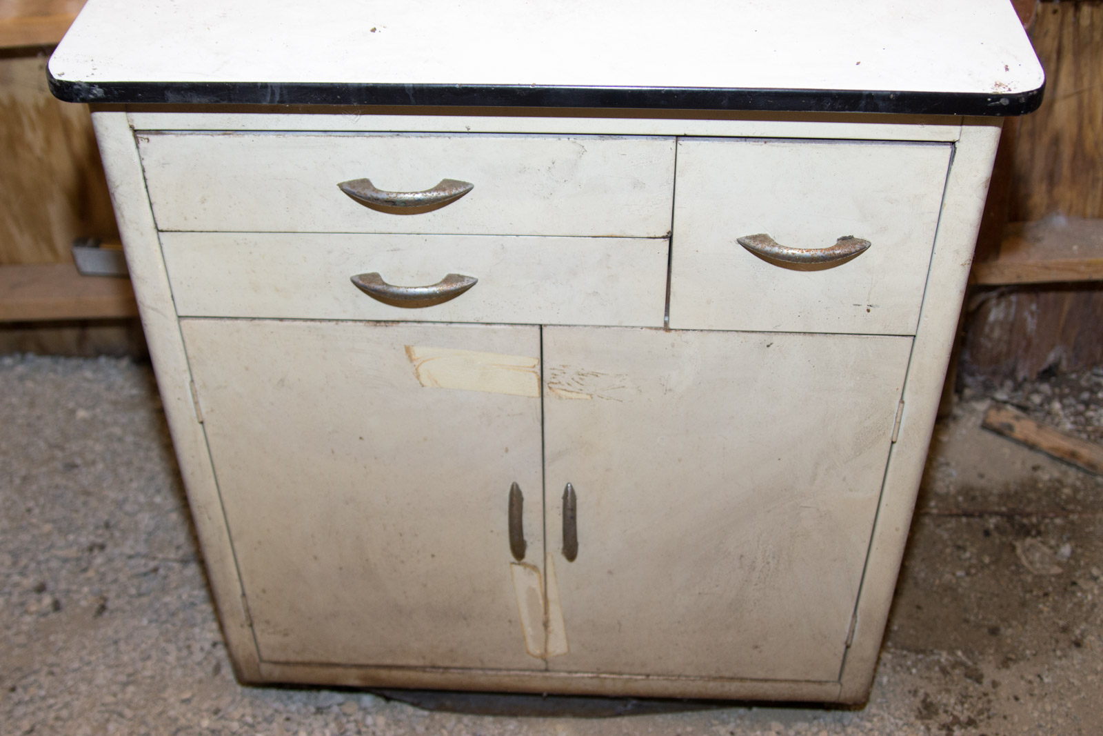 Vintage Porcelain Top Metal Cabinet