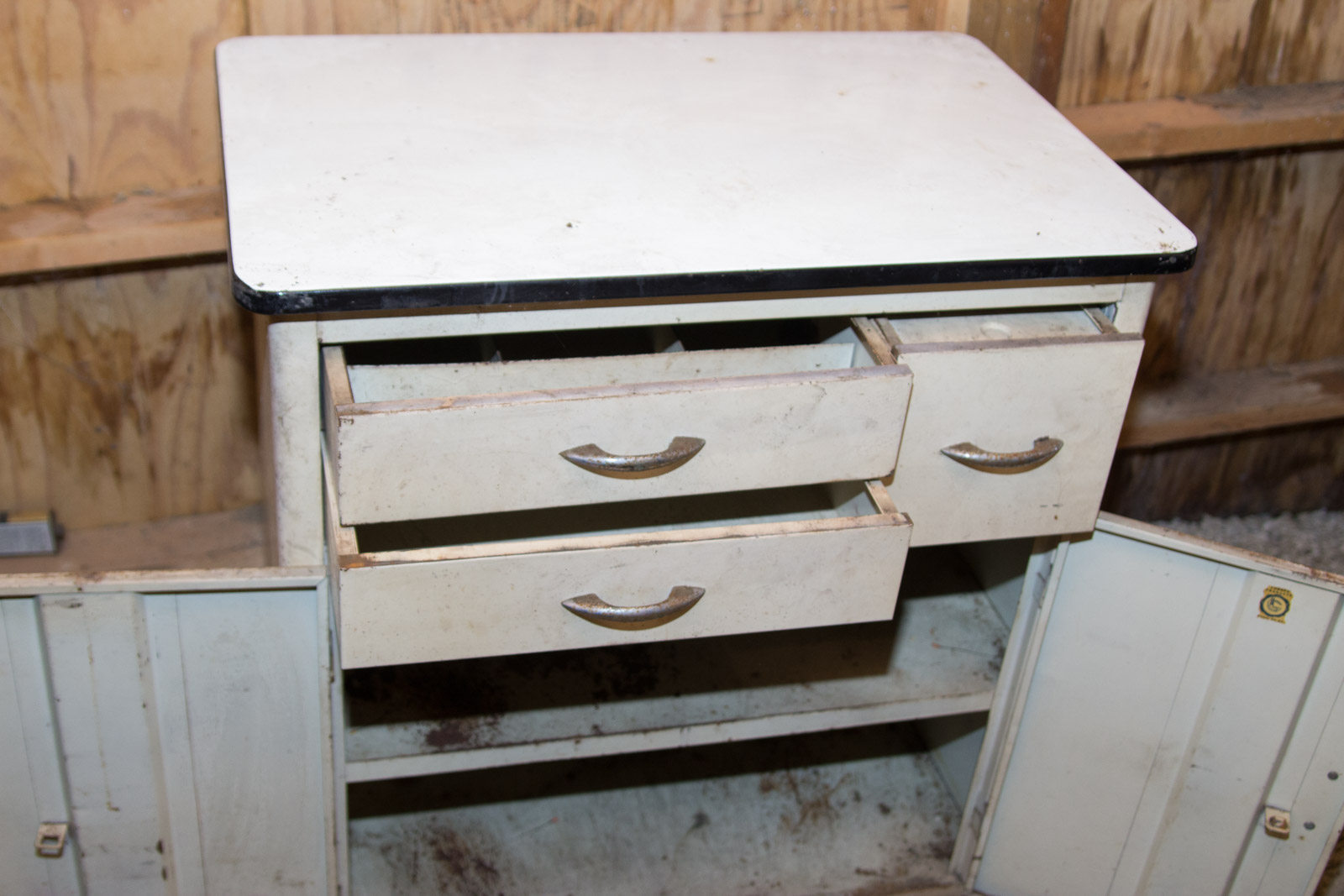 Vintage Porcelain Top Metal Cabinet