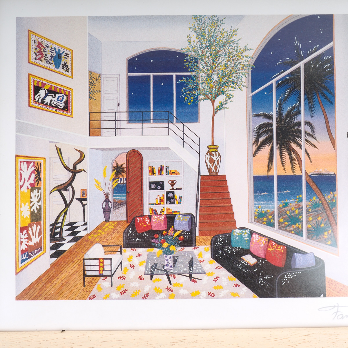 Framed Seriolithograph of "Interior with Three Matisse" After Fanch