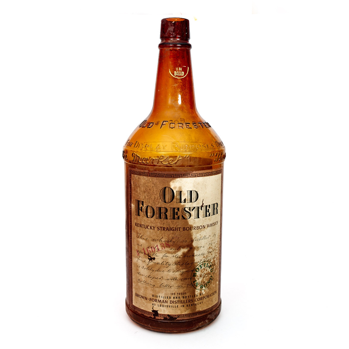 Vintage 30" Glass Old Forester Display Bottle
