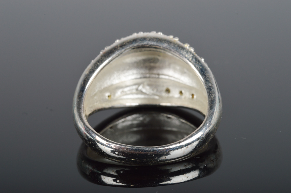 Sterling Silver, Cubic Zirconia and Marcasite Ring