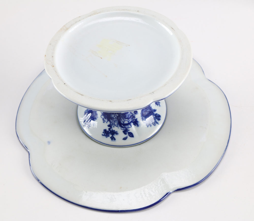 Blue and White Ceramic Serving Trays and Candle Holders