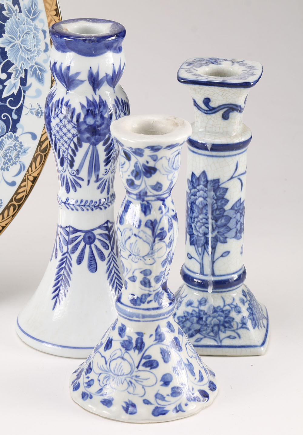 Blue and White Ceramic Serving Trays and Candle Holders