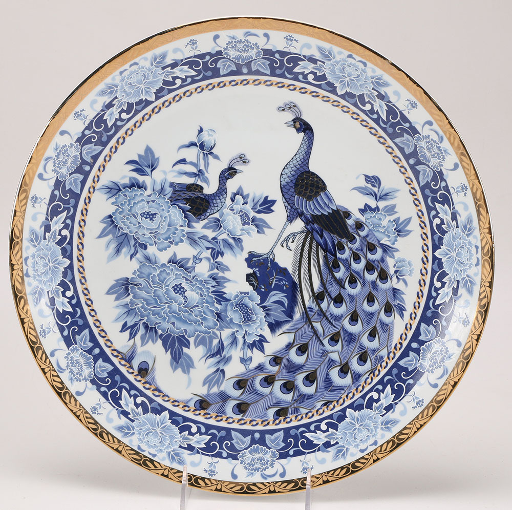 Blue and White Ceramic Serving Trays and Candle Holders