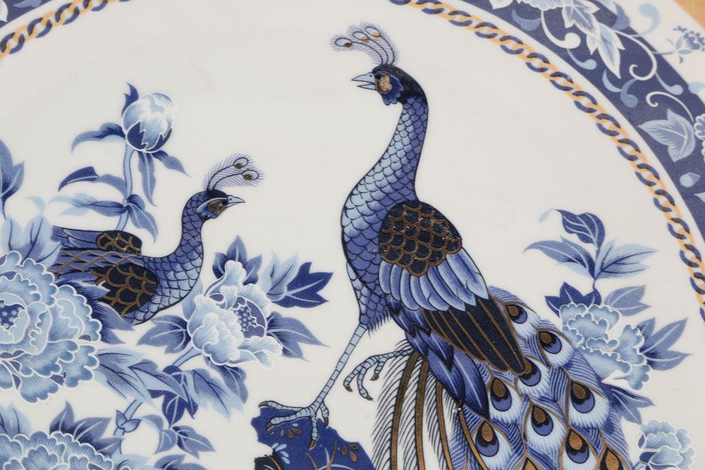 Blue and White Ceramic Serving Trays and Candle Holders