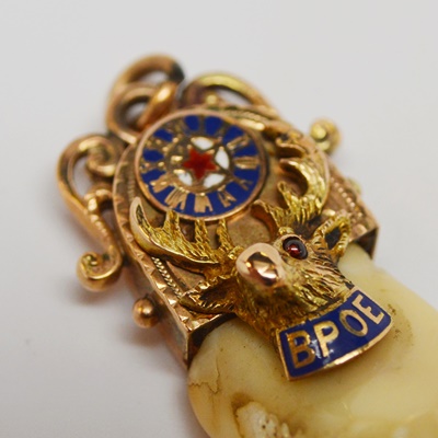 14K Rose Gold BPOE Elk Tooth Pendant