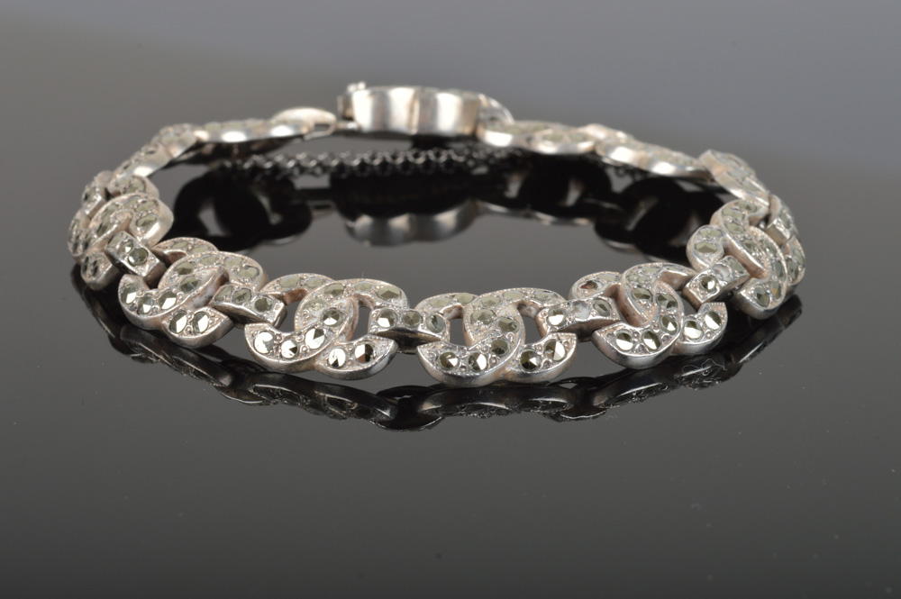 Sterling Silver Bracelet with Marcasite Accents