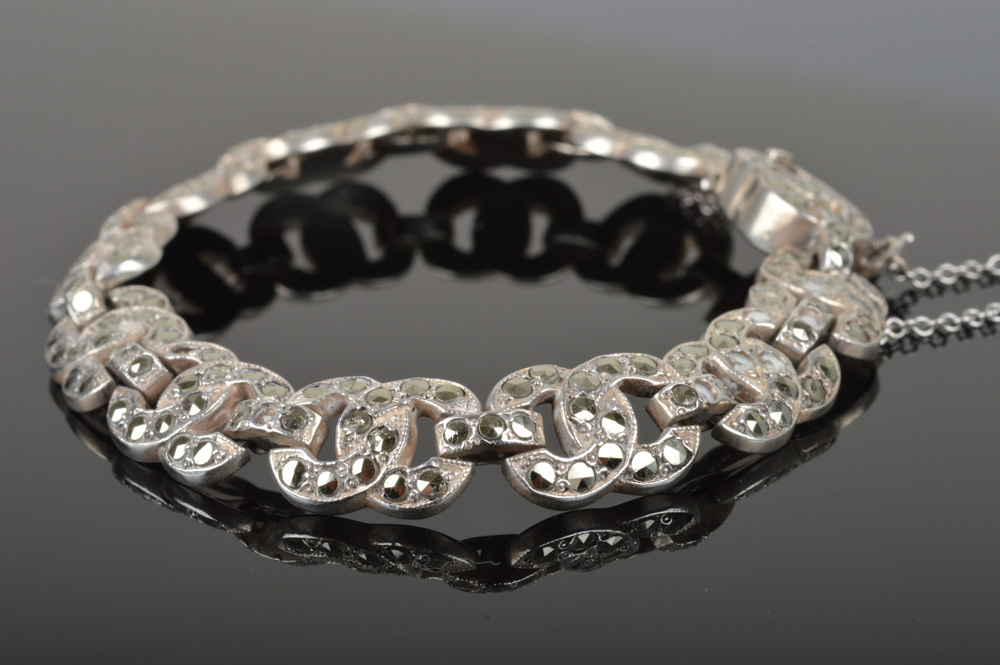 Sterling Silver Bracelet with Marcasite Accents