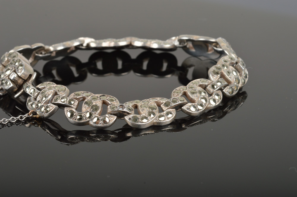Sterling Silver Bracelet with Marcasite Accents