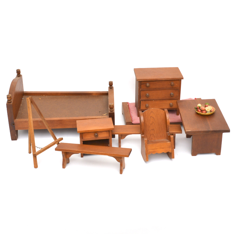 Collection of Wooden Doll Furniture by Hall's Lifetime Toys