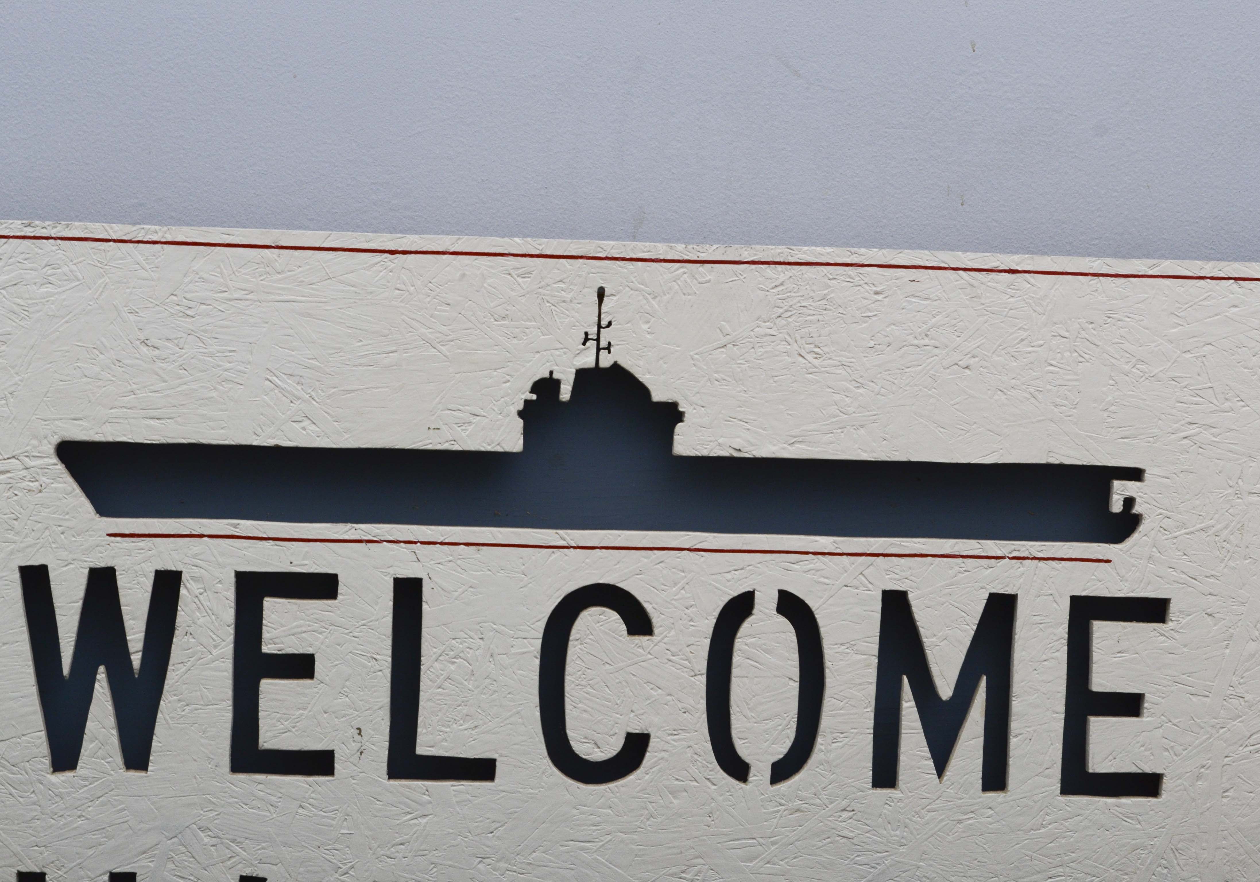 1945 U.S.S. Shangri La Wooden Sign