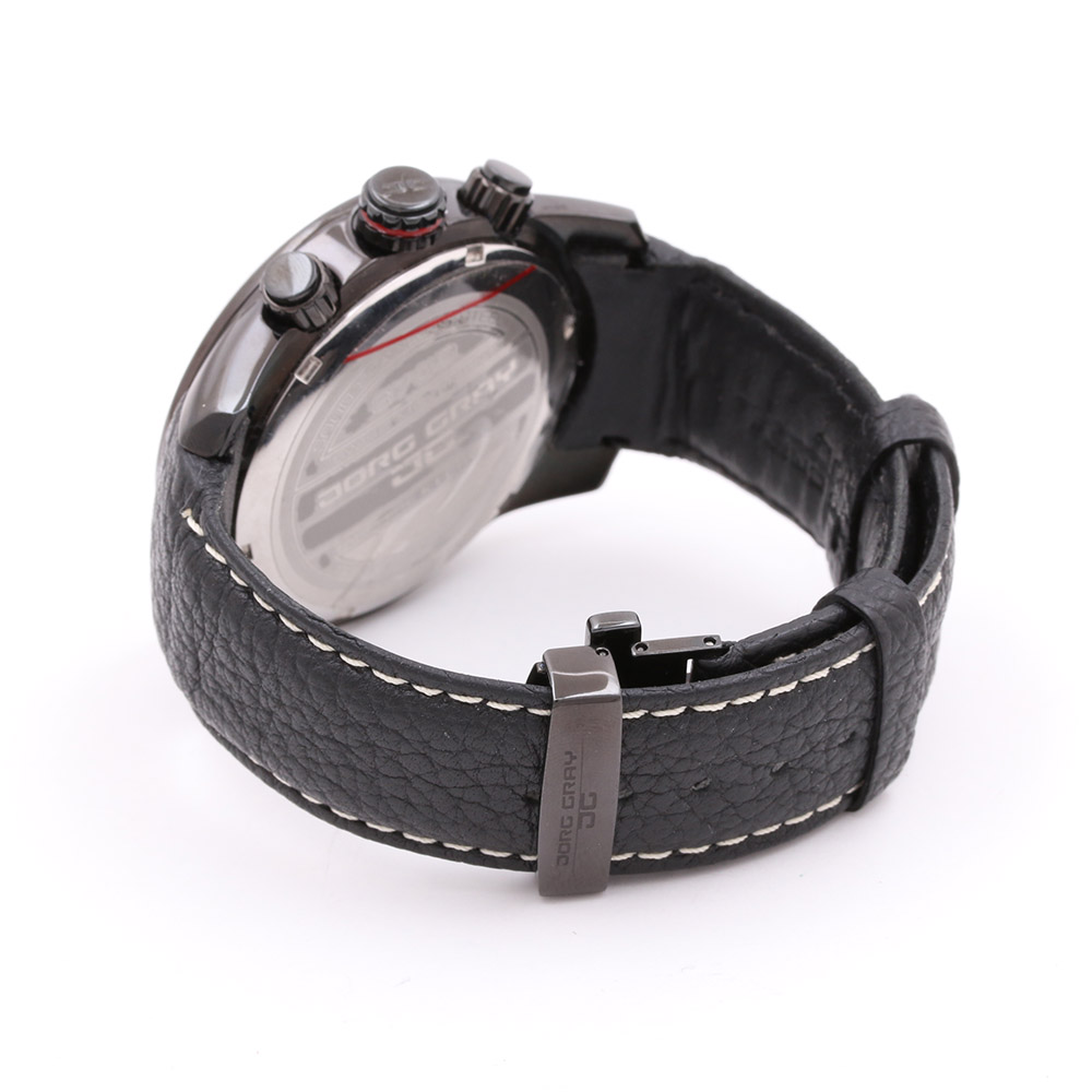 Jorg Gray Black Leather Chronograph Watch