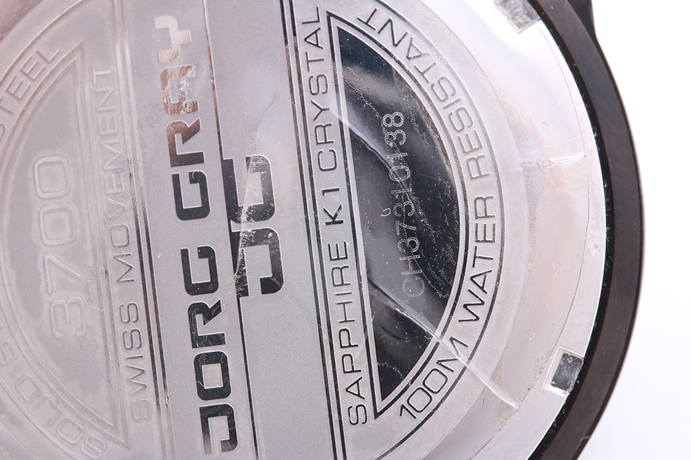 Jorg Gray Black Leather Chronograph Watch