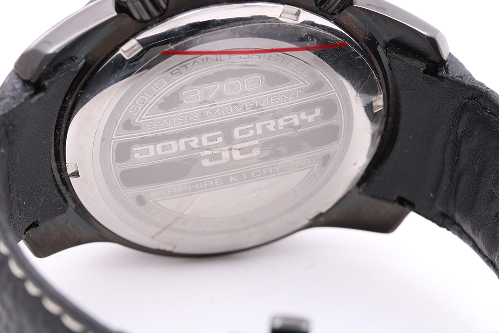Jorg Gray Black Leather Chronograph Watch