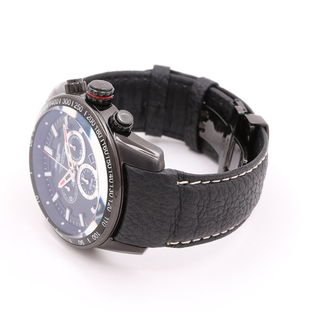 Jorg Gray Black Leather Chronograph Watch
