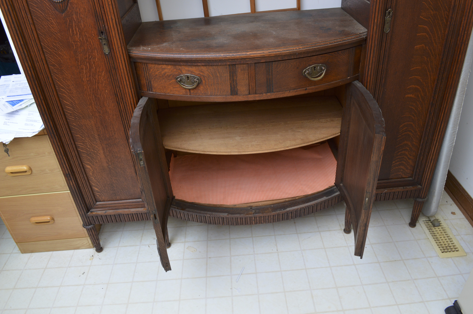 Vintage Oak China Cabinet