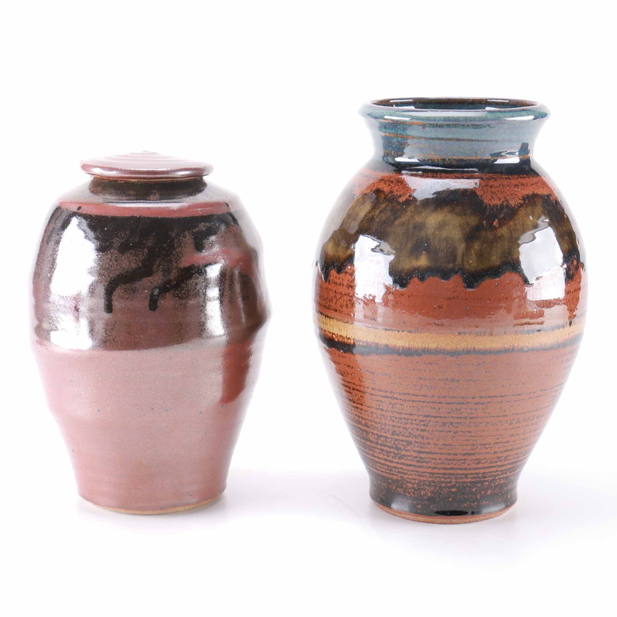 Duo of Glazed Vases