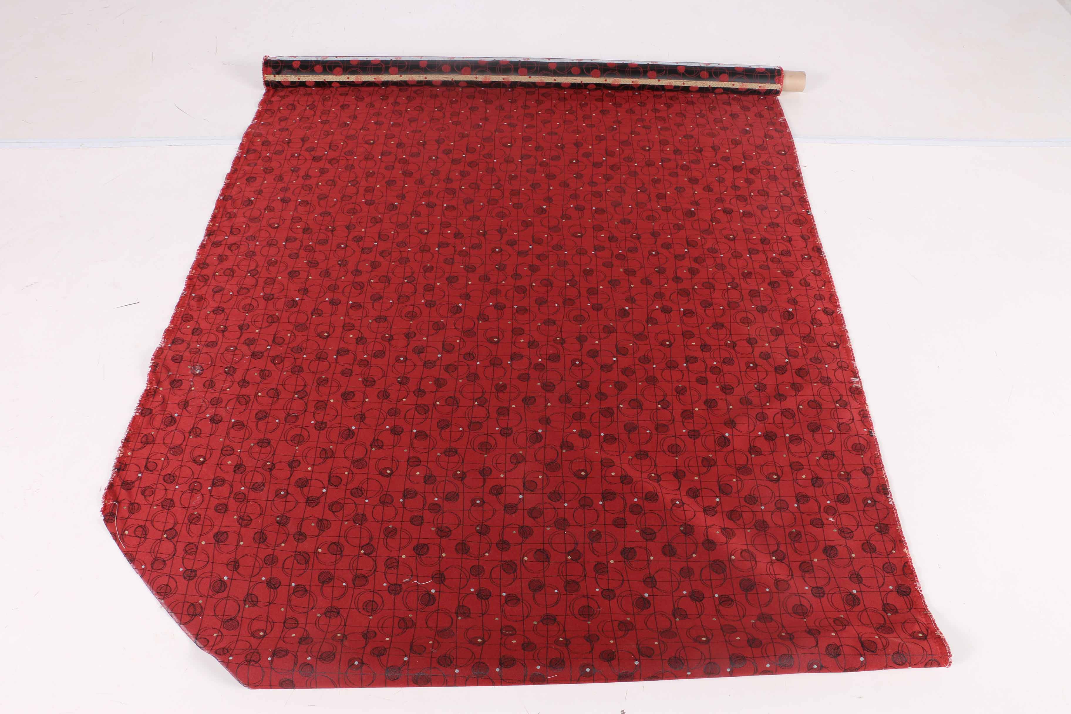 Red and Black Commercial Polyester Fabric