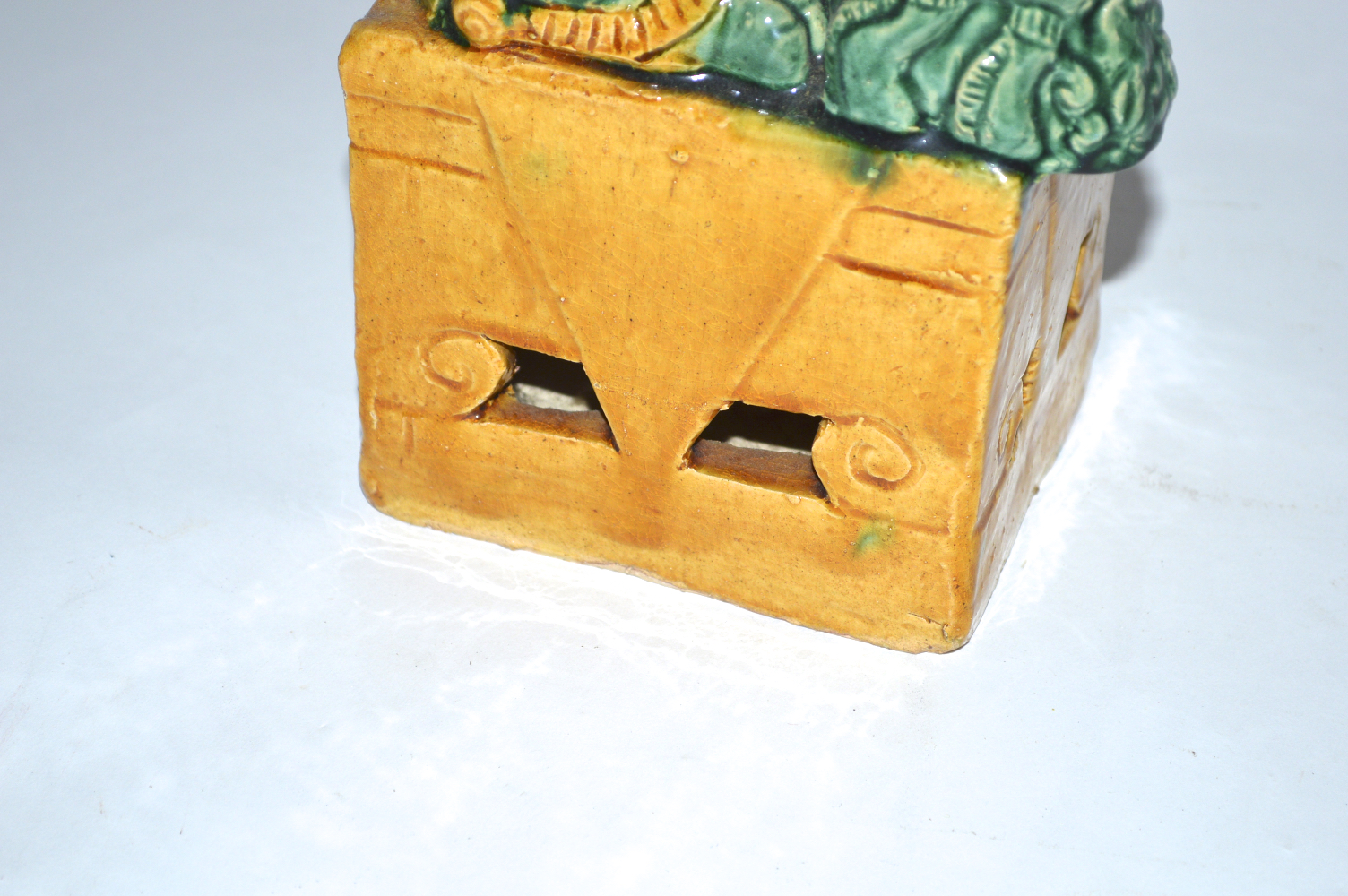 Pair of Chinese Green and Yellow Guardian Lions