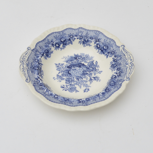 Vintage Masons Blue and White Covered Butter Dish