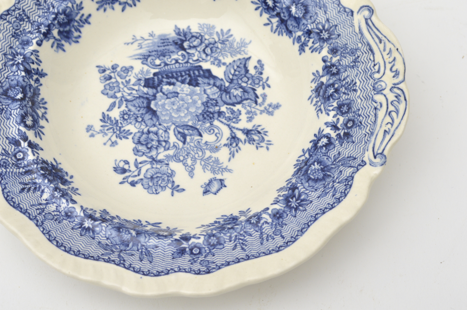 Vintage Masons Blue and White Covered Butter Dish